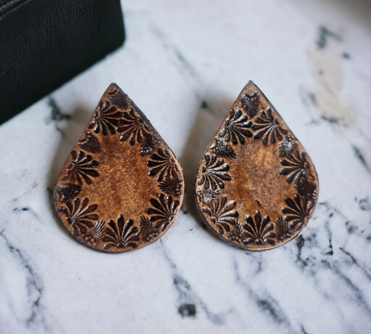 Stamped and Antiqued Floral Border Teardrops