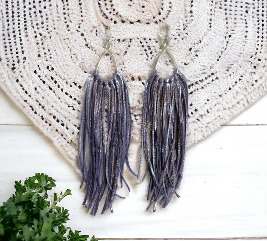 Lavender Larks Knot Fringe on Teardrop Bezel