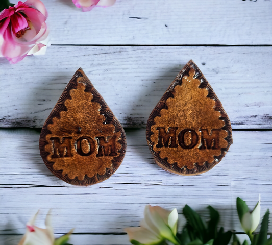 Hand stamped "MOM" Earrings