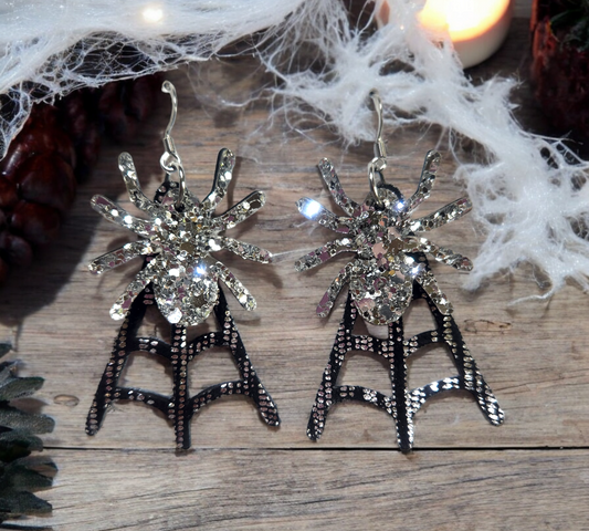 Silver Spiders with black and silver webs