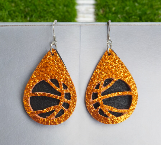 Orange and Black Basketball Teardrop cutout