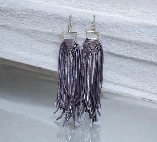Lavender Braided Fringe over Triangle Bezel