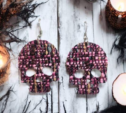 Magenta Tweed Skulls