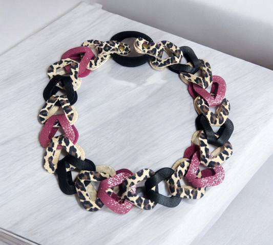 Leopard, Black and Burgundy Headband