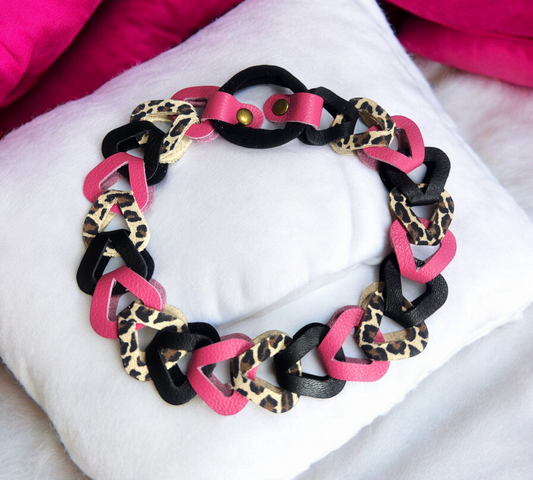 Leopard, Black and Pink Headband