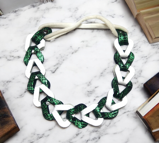 Green and White Headband