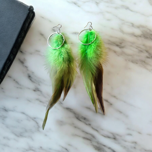 Green Feathers with Accent Hoop