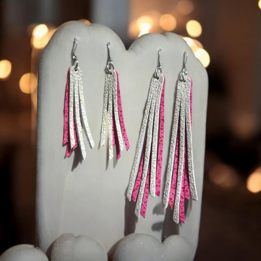 Shimmery White and Pink Fringe