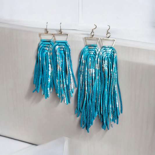 Braided Fringe Earrings Blue Northern Lights