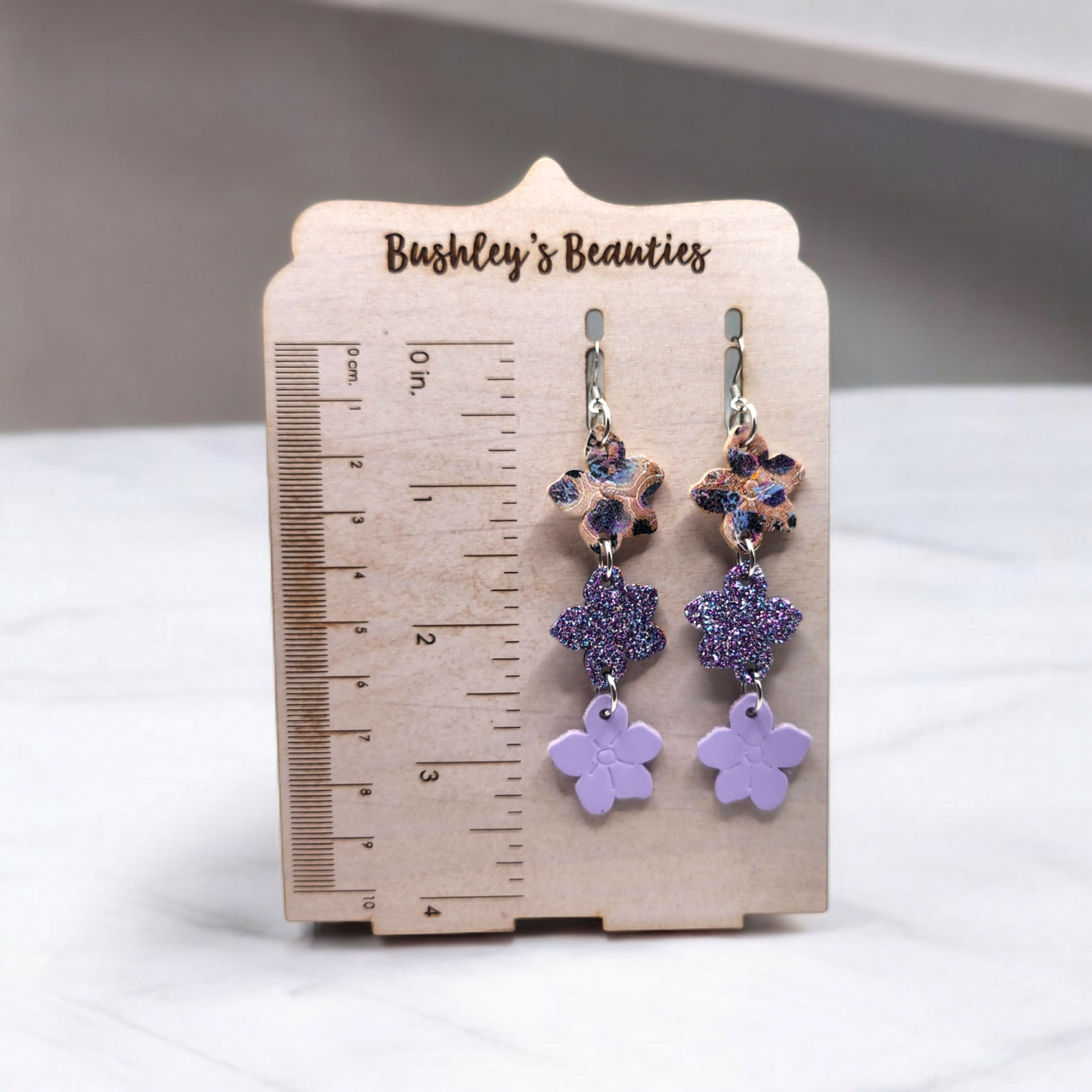 Embossed stacked flowers Purple