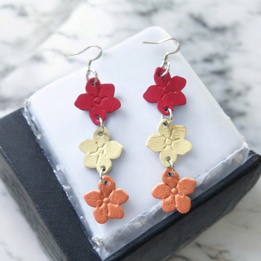 Embossed stacked flowers Pink/Cream and Peach