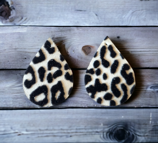 White and Black Flocked Leopard Teardrops