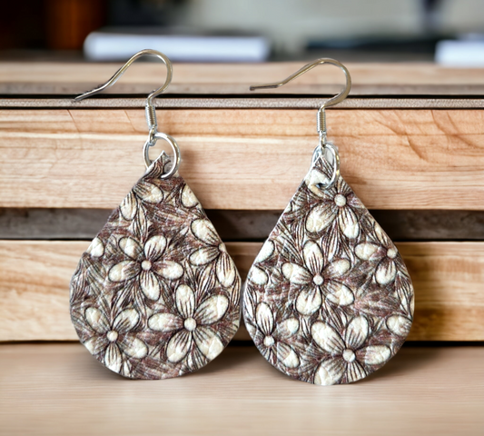 Monotone Floral Grey Teardrops