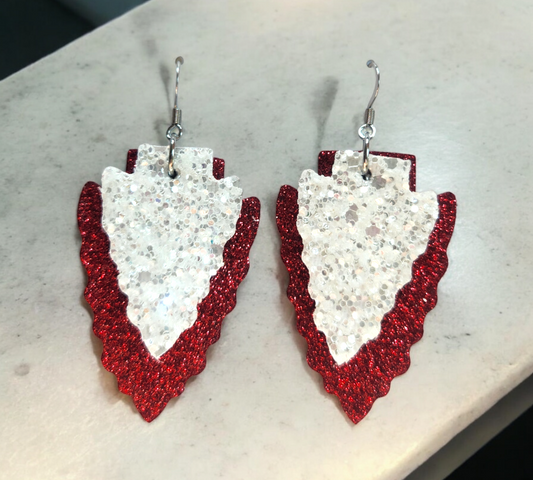 White and Red Glitter Arrowheads
