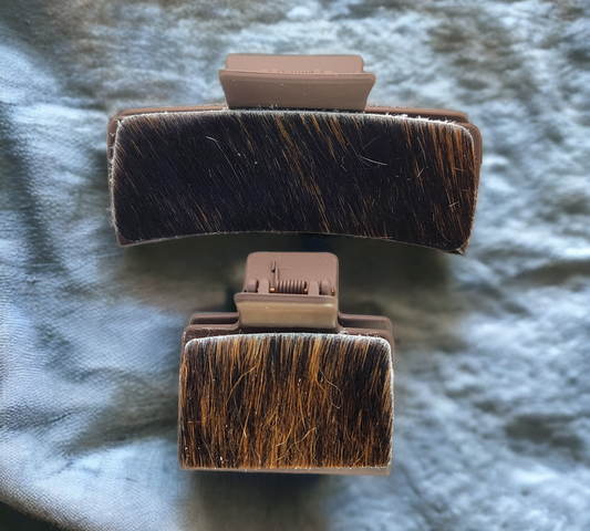 Dark brown leather on dark brown clips