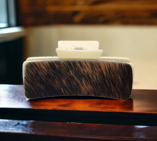 Dark brown/tan on cream colored clip (LARGE 4")