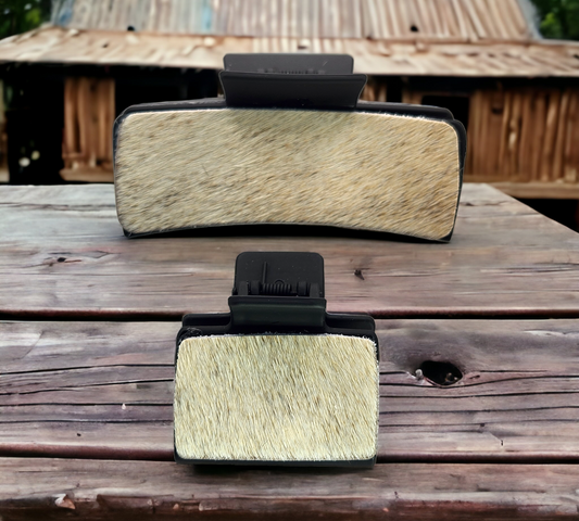 White leather on black clips