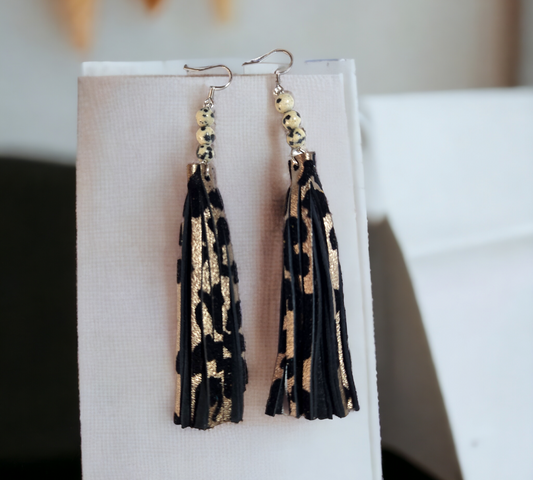 Gold Leopard Fringe with Beads