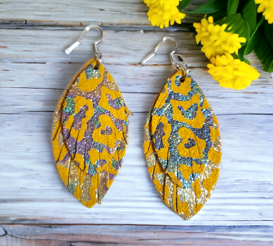 Mustard Yellow Holographic Diamond Fringe