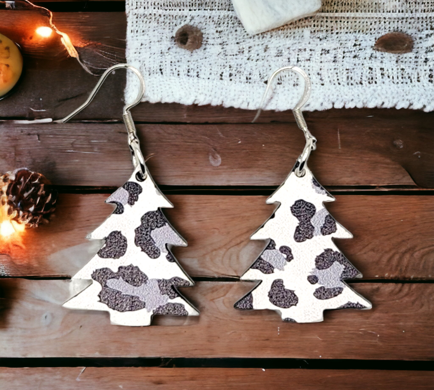 Wooden Snow Leopard Christmas Trees