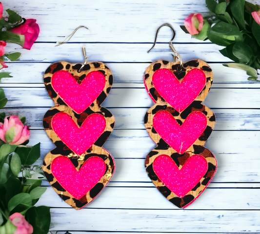 Hot Pink and Leopard Hearts