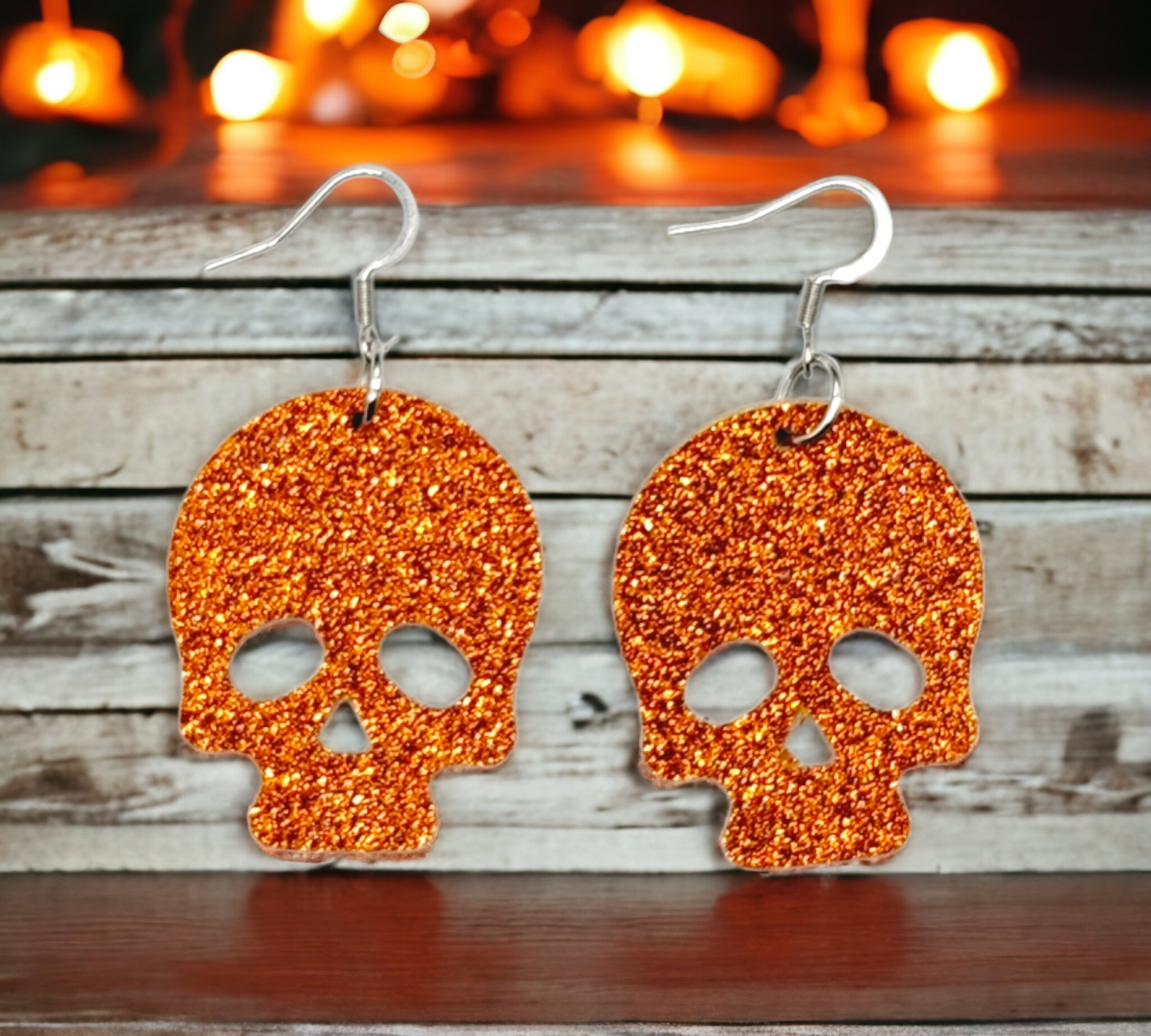 Burnt Orange Glitter Skulls