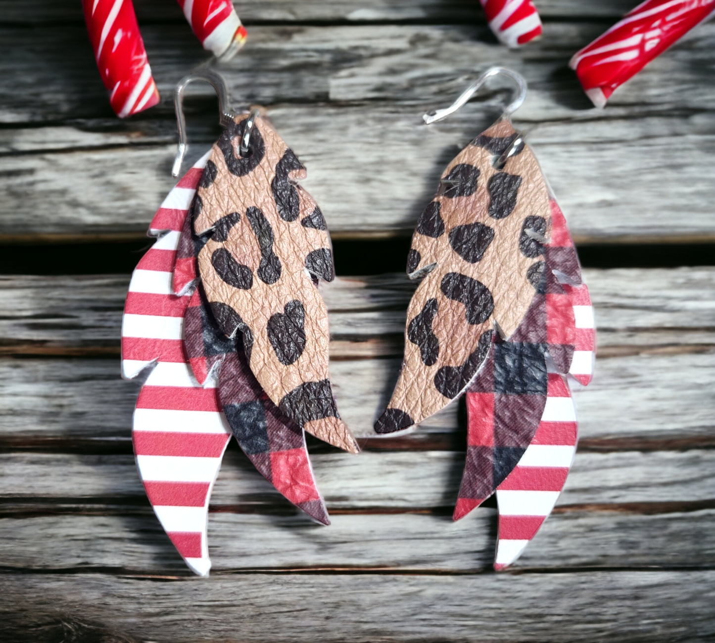 Candy Cane Leopard Feathers