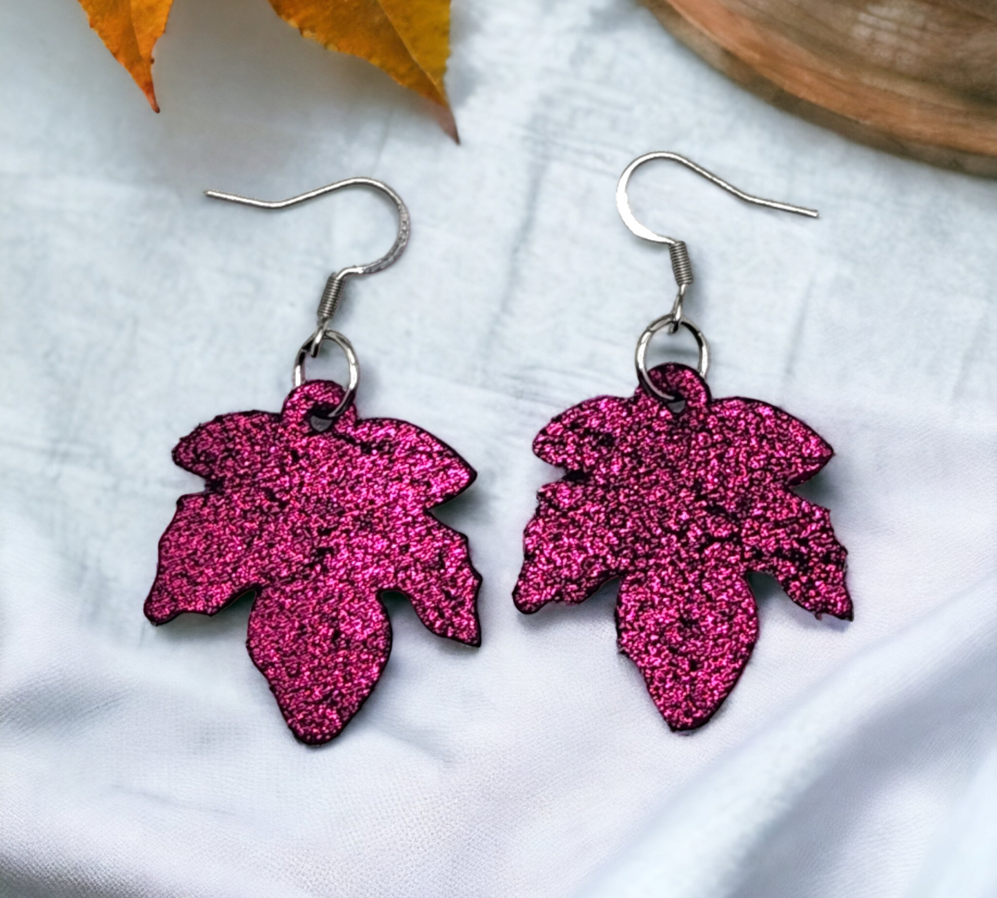 Glittery Purple/Maroon Maple Leaves