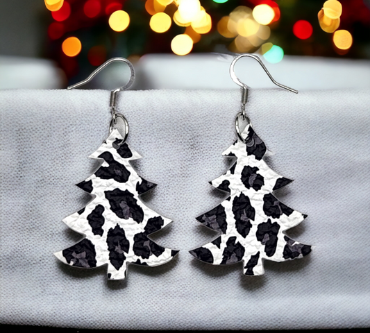 Grey and White Leopard Christmas Trees