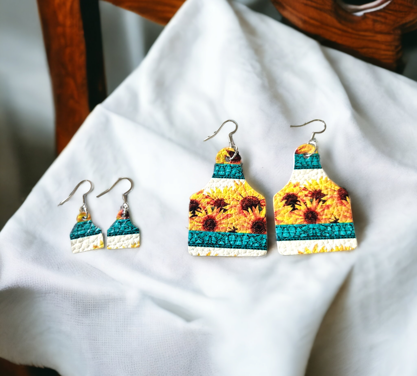 Sunflower and Teal Cow tags