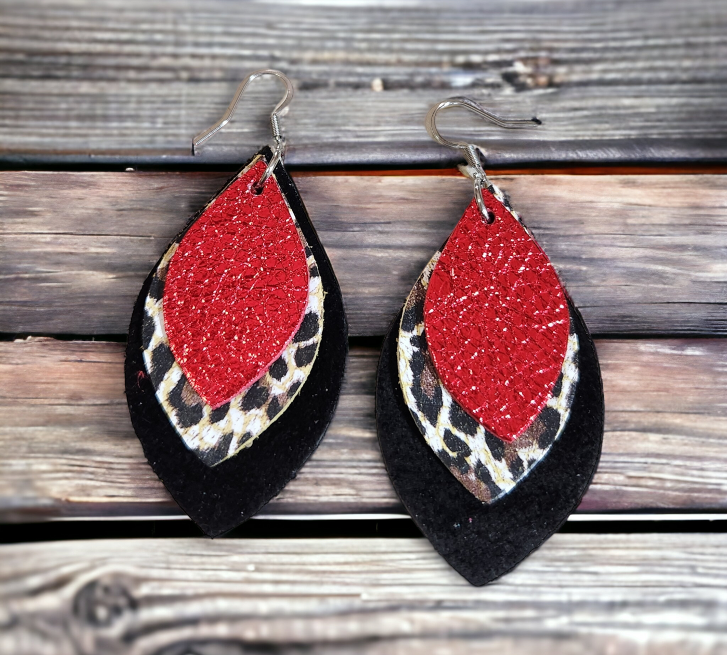 Red/Leopard and Black Stacked Diamond