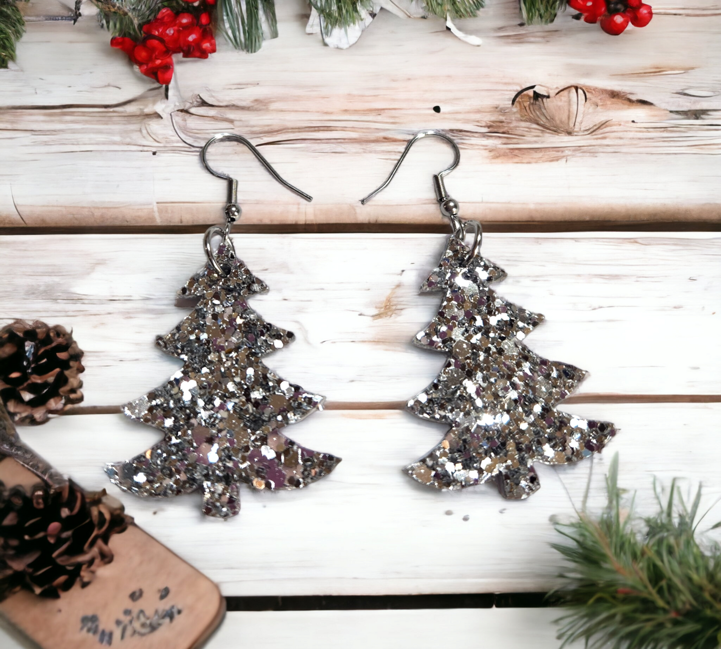 Silver Glitter Christmas Trees