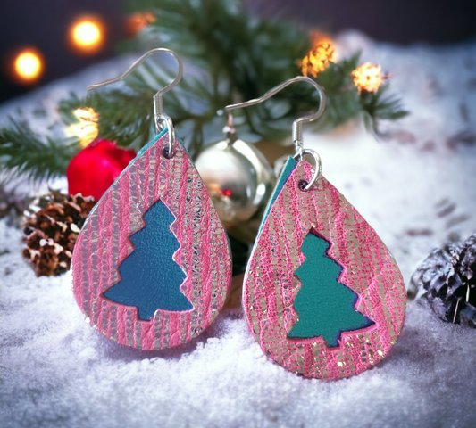 Pink Rainy Day and Turquoise Christmas Trees