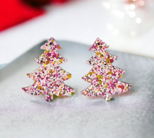 Pink Speckled Christmas Trees