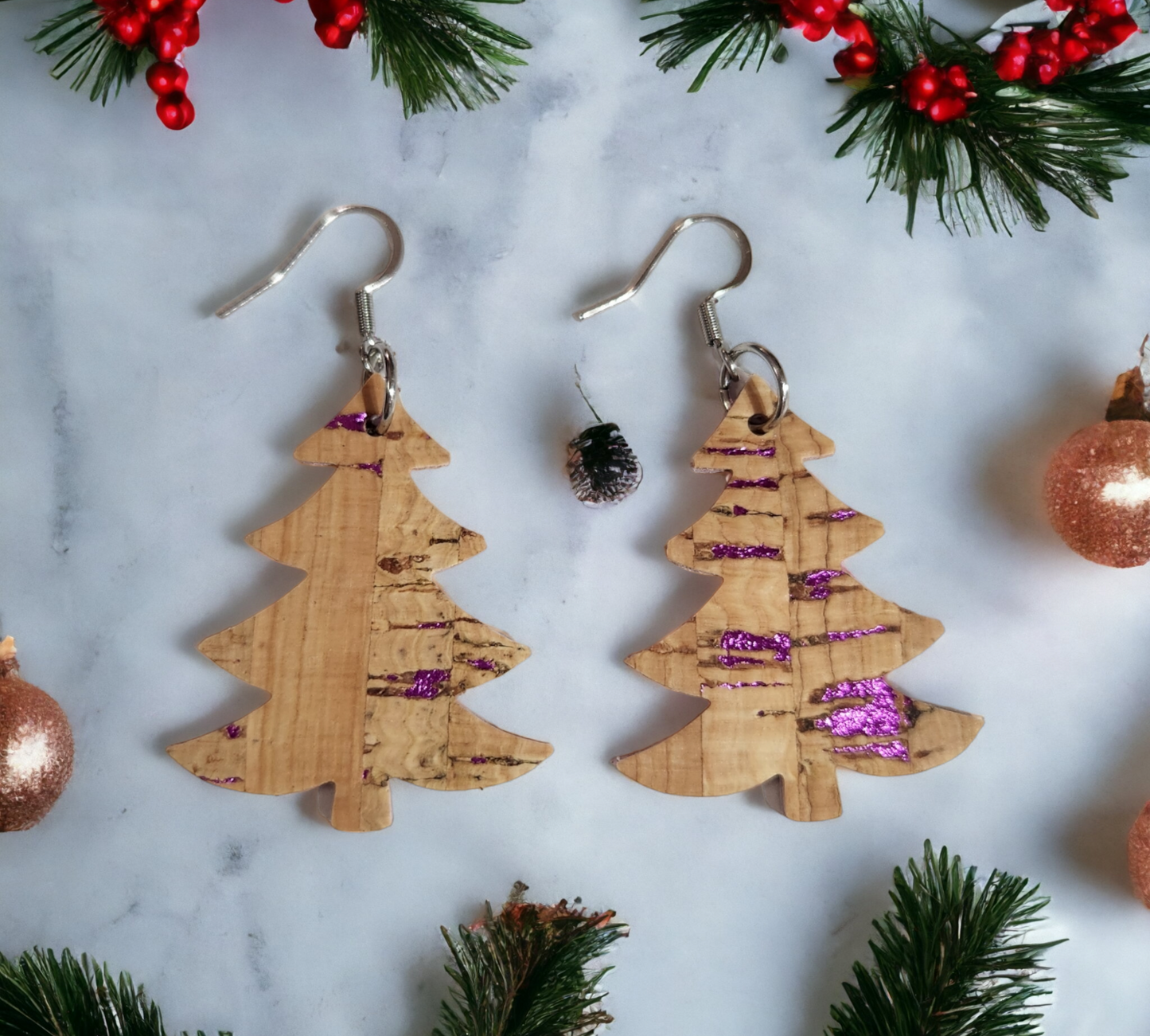 Purple Speckled Cork Christmas Trees
