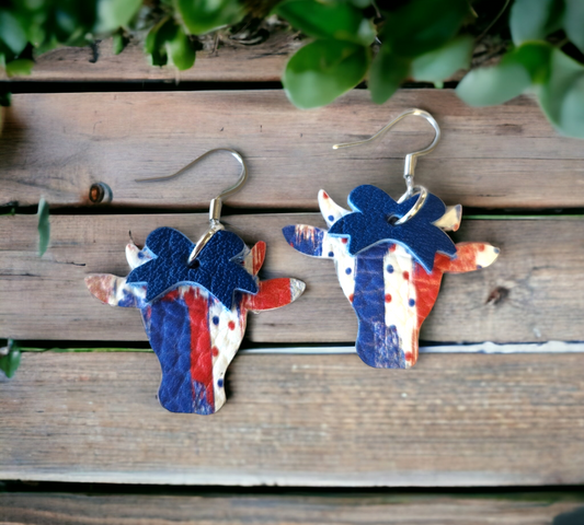 Red, White and Blue Cow Head