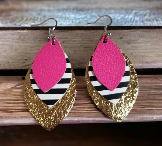 Pink/Stripes and Gold Stacked Diamond