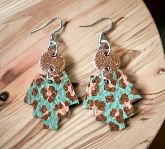 Mint Leopard and Rose Gold Dangles