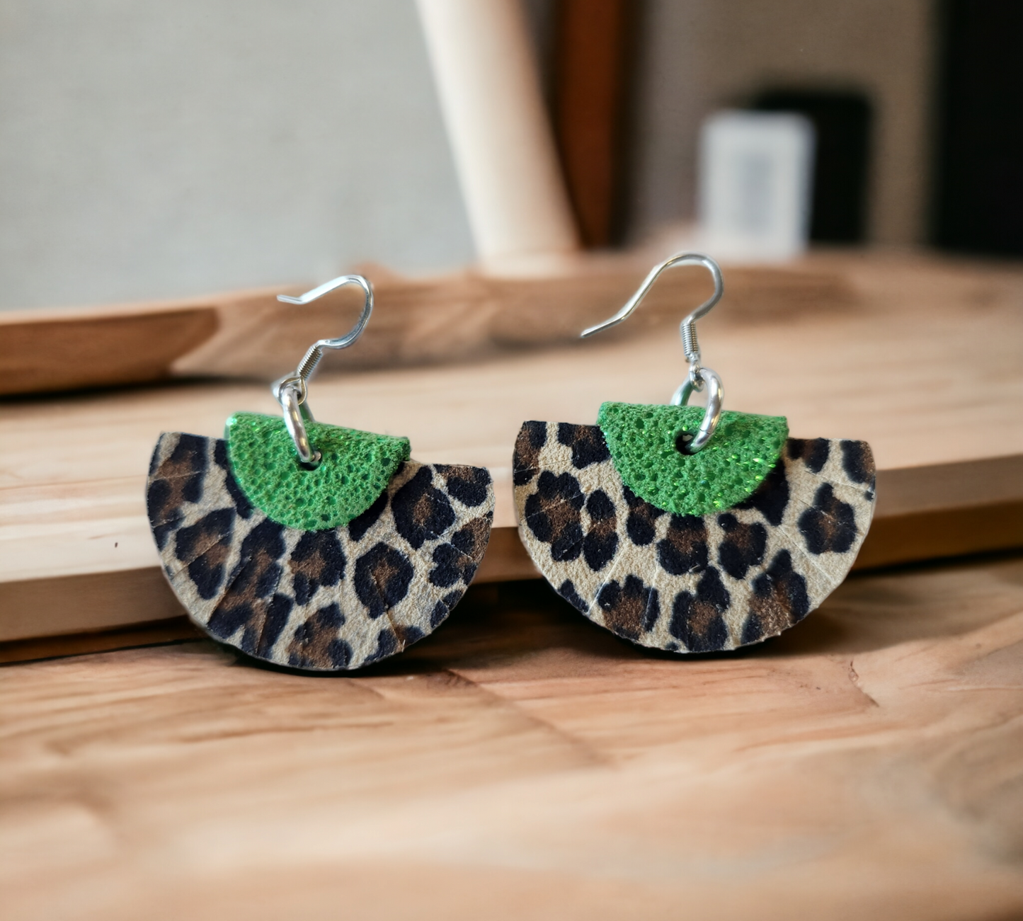 Green and Leopard Fringed 1/2 circle