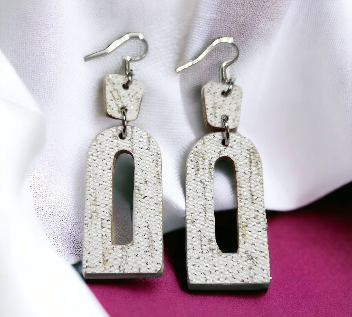 White Shimmery Geometric Dangles