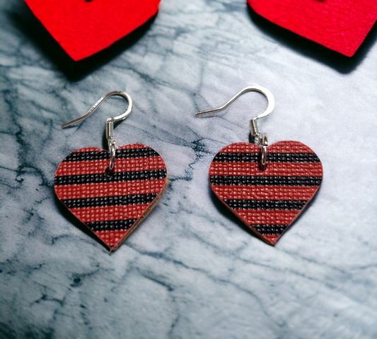 Red and Black Striped Hearts