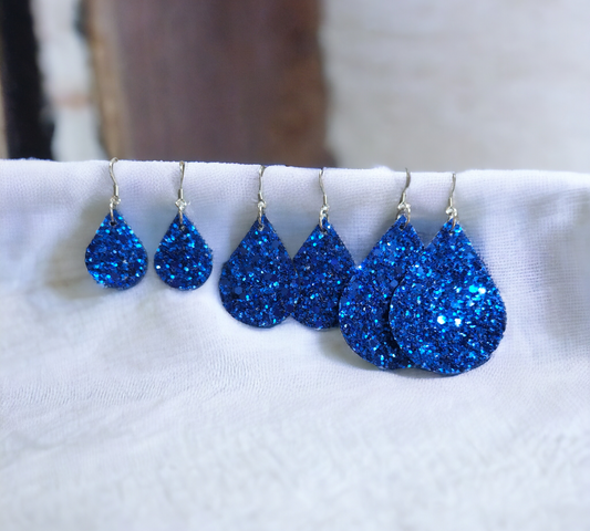 Royal Blue Glitter Teardrops