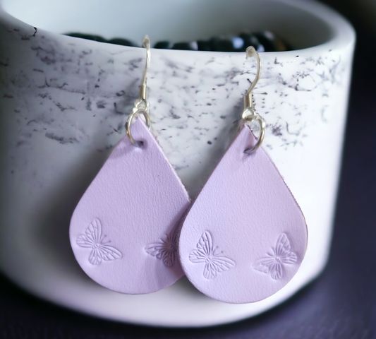 Butterfly stamped teardrop earrings