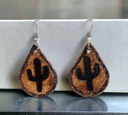 Branded and stamped Cactus earrings