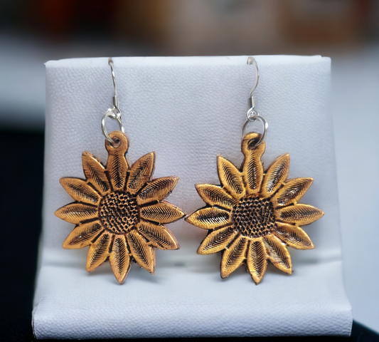 Embossed, Stamped and Antiqued Sunflowers