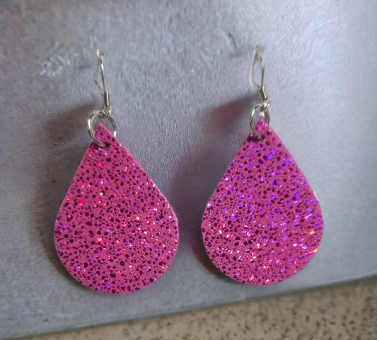 Magenta Pink Sparkly Teardrops