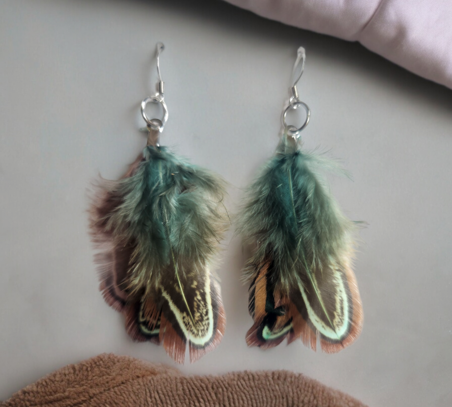 Teal and Brown Natural Feathers