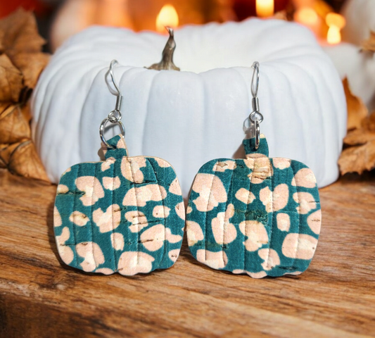 Teal and peach speckled pumpkins