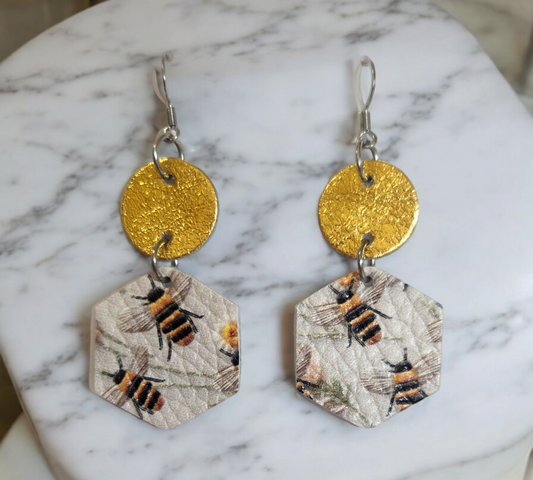 Bee Hexagon Earrings