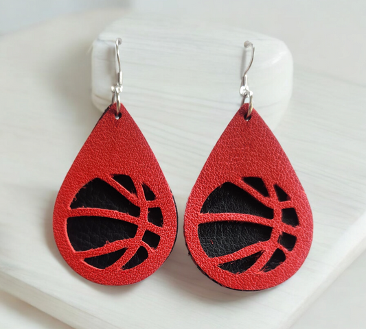 Red and black basketball teardrop cutout